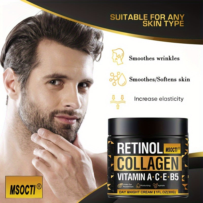 Men's Facial Moisturizer - Collagen, Hyaluronic Acid, Vitamins E & A, Avocado Oil - After Shave Lotion - Moisturizes, Day & Night With Plant Squalane