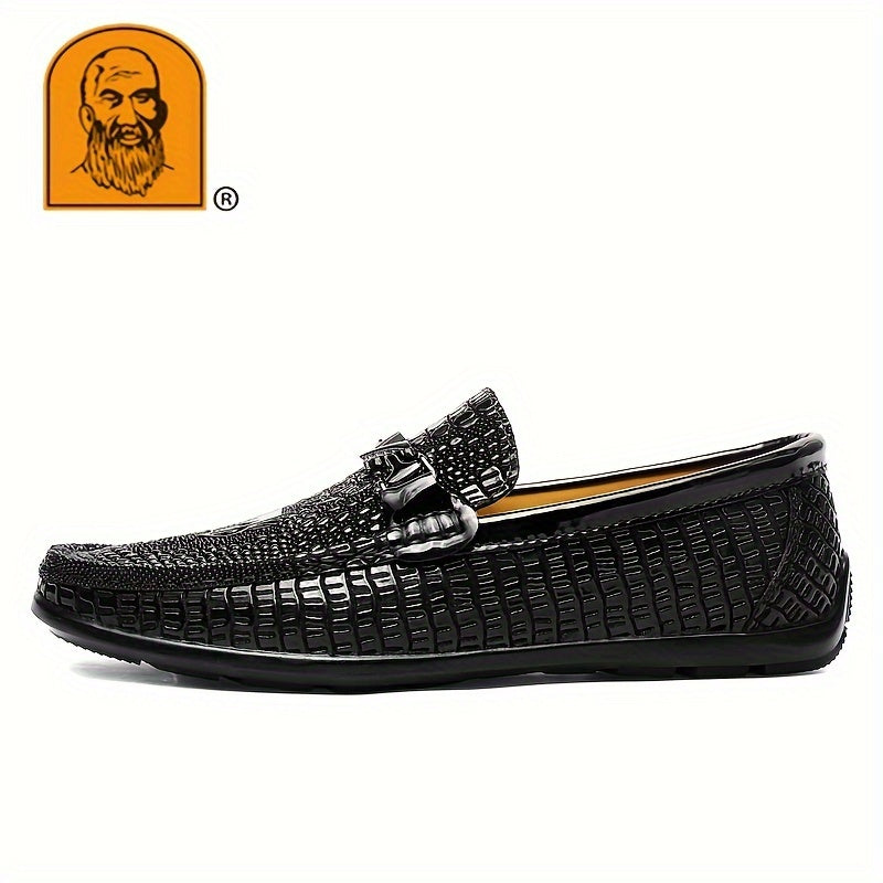 Men's Textured Moc Toe Loafer Shoes, Comfy Non-slip Slip On Shoes, Men's Shoes, Spring And Summer