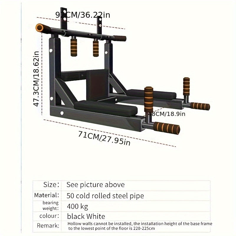 1pc Heavy-Duty Foldable Wall Mount Pull-Up Bar - Home Gym Fitness Equipment for Arm Muscle Exercise, Core Strength Training, and Bodybuilding - Space-Saving Design for Small Rooms