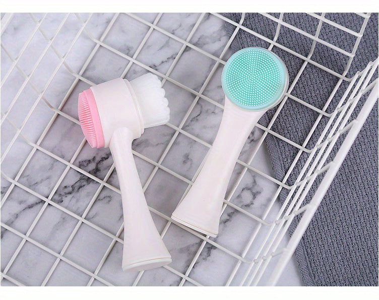 Facial Cleansing Brush, Double-sided Cleaning Tool, Soft Bristle Exfoliator, Cleaner Brush, Scrub Exfoliating Facial Brush For Face Care Makeup Skincare Removal