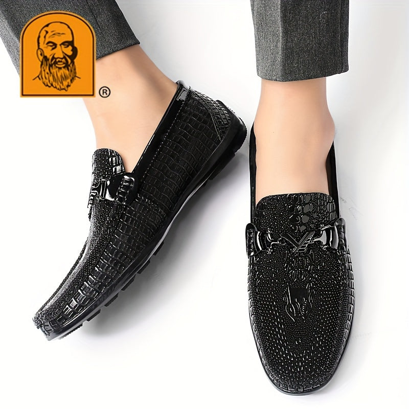 Men's Textured Moc Toe Loafer Shoes, Comfy Non-slip Slip On Shoes, Men's Shoes, Spring And Summer