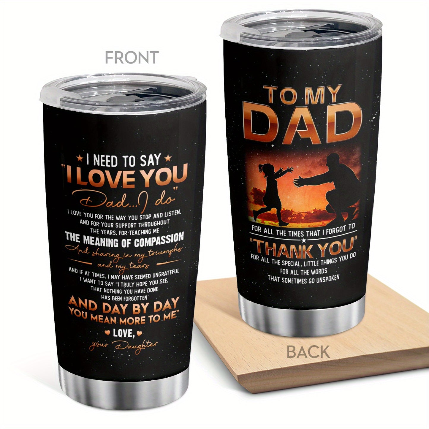 1pc Gifts For Dad From Daughter To My Dad Insulated Tumbler, Dad Tumbler 20oz For Men Dad Father New Dad Bonus Dad For Father's Day Birthday Christmas