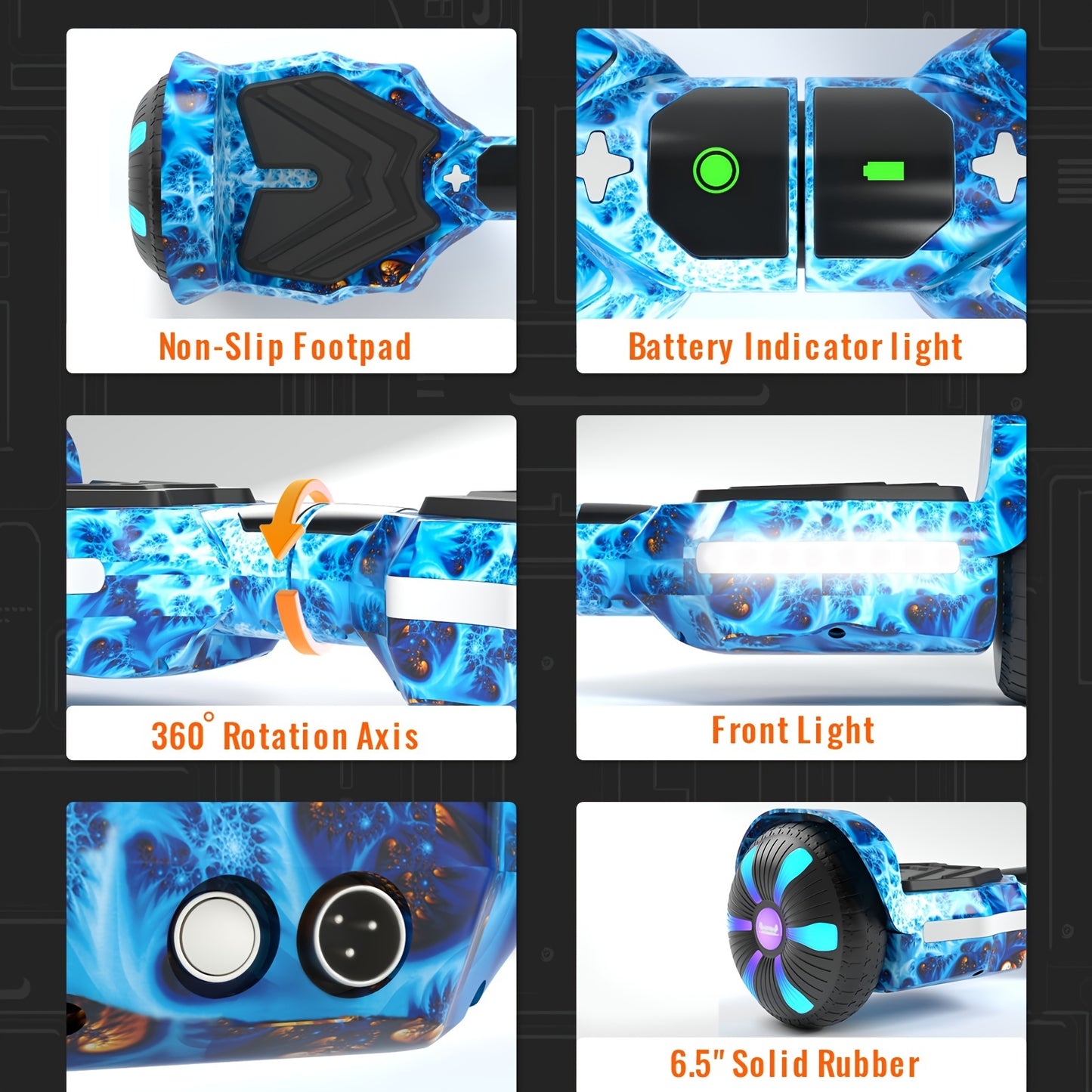 SIMATE Hoverboard For Kids Ages 6+, Self Balancing Scooter With Colorful LED Lights, Gifts For Kids & Teens & Adults, For All Ages (K1/Planet)