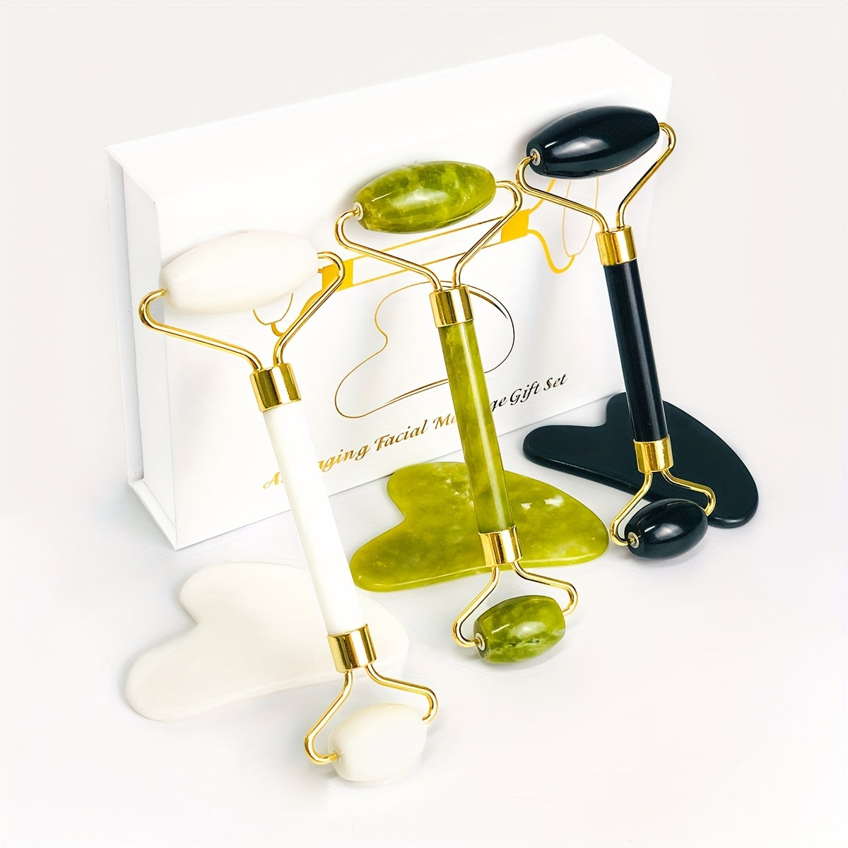 Facial and Eye Roller Massage Stick Non-Natural Pink Crystal Jade Roller Beauty Massager