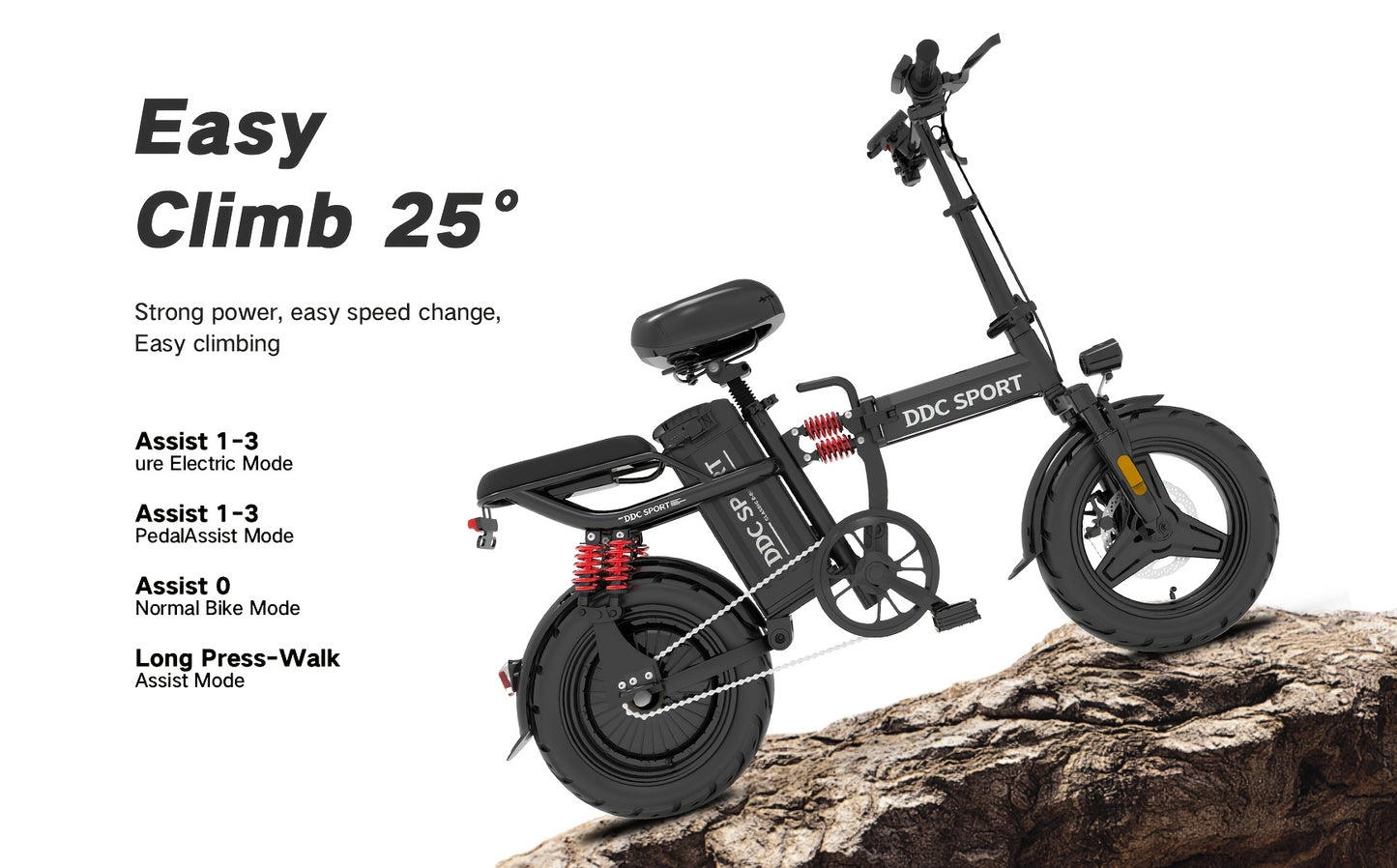740W Peak Motor, 20 MPH Speed, 48V20Ah Lithium Battery, DDC M1 Electric Bike for Adults, Max Range 40 Miles, Cruise Control, 3-step Folding, 11 Shock, 14 Inch Tires, Commuting, Gifts for Youngster, School, Commuting, Weekend