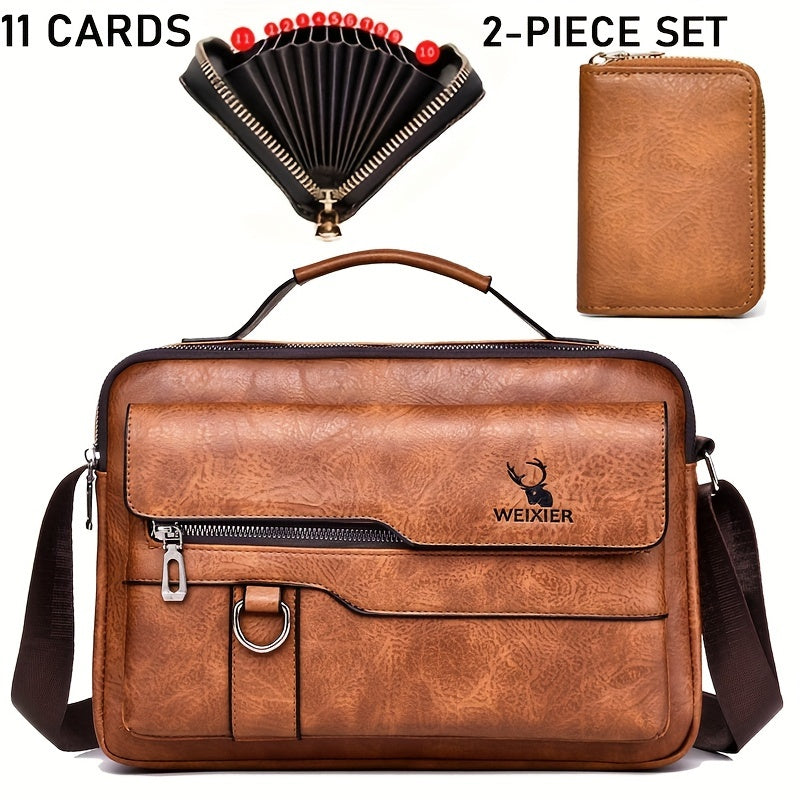 1/2pcs WEIXIER Spring And Summer New Shoulder Bag Messenger Bag, Handbag Casual Fashion PU Material Gift For Father/ Anniversary