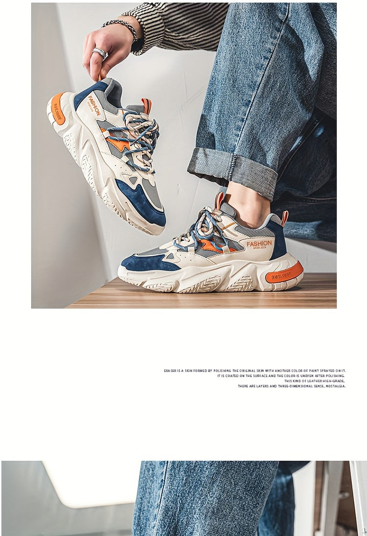 Light luxury men's shoes autumn new breathable casual sports shoes men's fashion versatile trendy thick-soled dad shoes