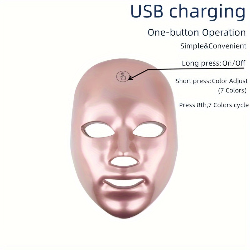 Radiant 7-Color LED Facial Mask - Intuitive Touch Control - Rechargeable via USB - The Ultimate Romantic Gift for Moms, Girlfriends, and Women on Valentines Day or Birthday