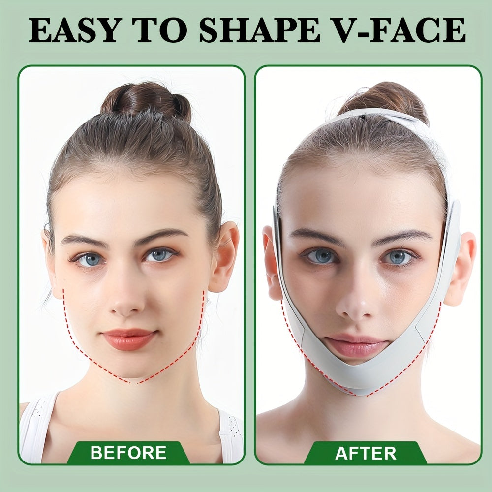 Upgraded Green Ice-Cool V-Line Face Mask - Ultra-Thin, Comfortable & Reusable Double Chin Reducer Strap | Breathable Facial Lifting Bandage for a More Youthful Look | Fragrance-Free, Ideal for Summer, Facial Skin Care