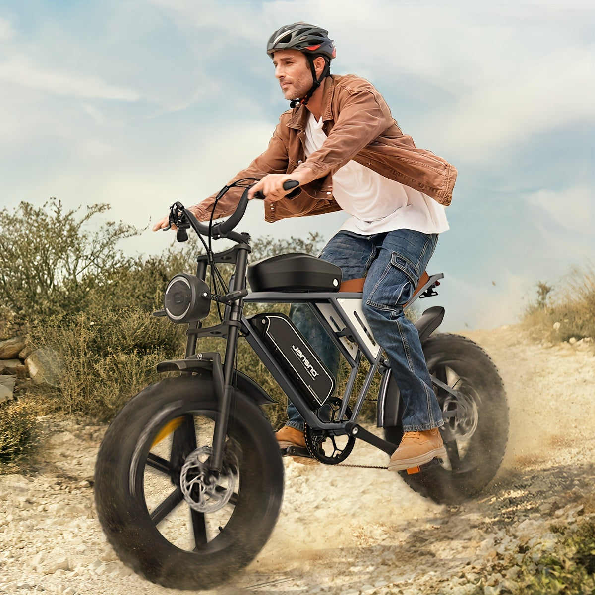 JANSNO X70 Electric Bike For Adults With 500W Brushless Motor, 48V 34Ah Removable Dual Battery, 20" X 4.0 Fat Tire Electric Bicycle, Electric Mountain Bike, Commuter Off-Road Electric Bike, 7-Speed Transmission With Charger