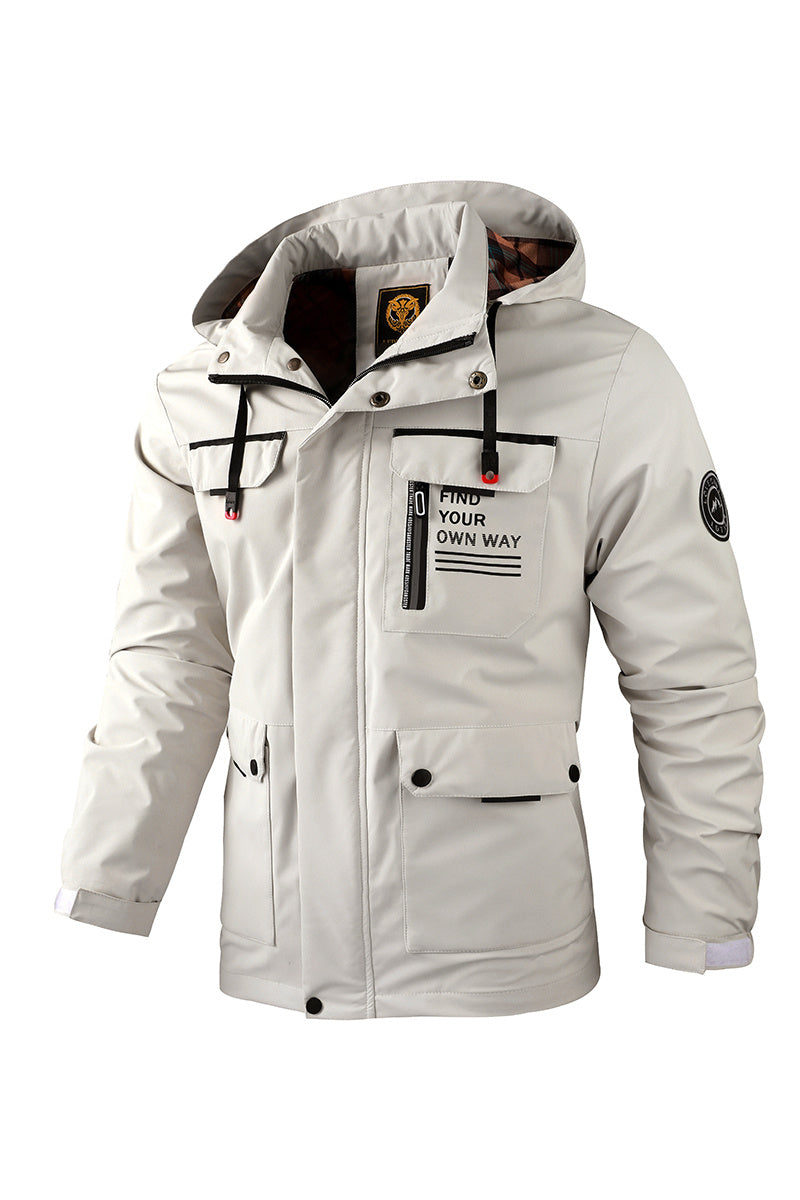 Men's Fashion Casual Windbreaker Bomber Jacket Coat, Outdoor Waterproof Thin Jacket For Spring & Fall