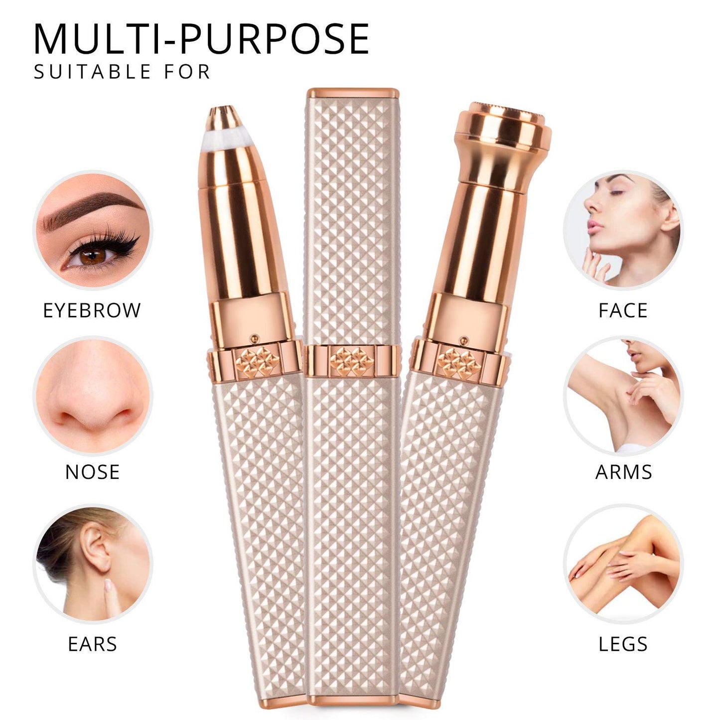 1pc Eyebrow & Facial Hair Removal For Women, 2 In 1 Eyebrow Razor And Painless Hair Shaver Rechargeable With Built-in LED Light For Face Peach Fuzz Eyebrow Lips Body Chin Arms