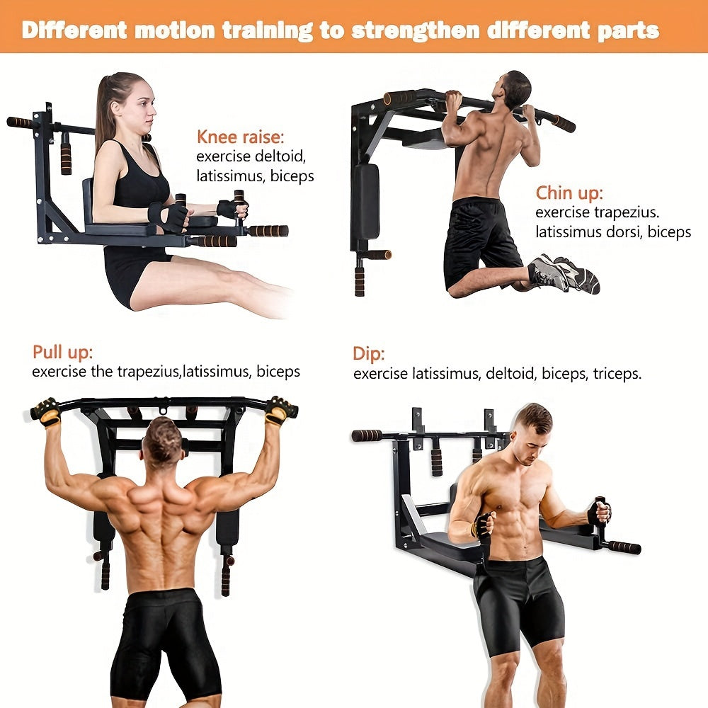 1pc Heavy-Duty Foldable Wall Mount Pull-Up Bar - Home Gym Fitness Equipment for Arm Muscle Exercise, Core Strength Training, and Bodybuilding - Space-Saving Design for Small Rooms