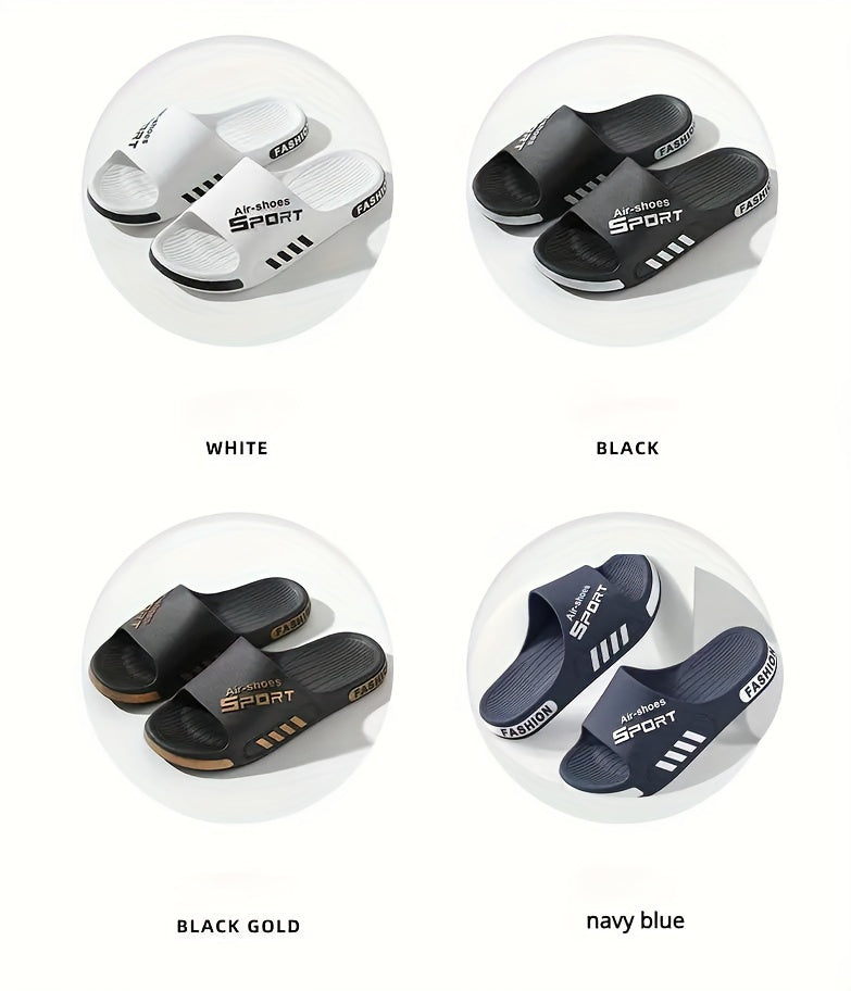 Stylish & Comfortable All-Season Quick-Dry Slides: Non-Slip, Easy-Clean PVC Slippers for Indoor/Outdoor Use