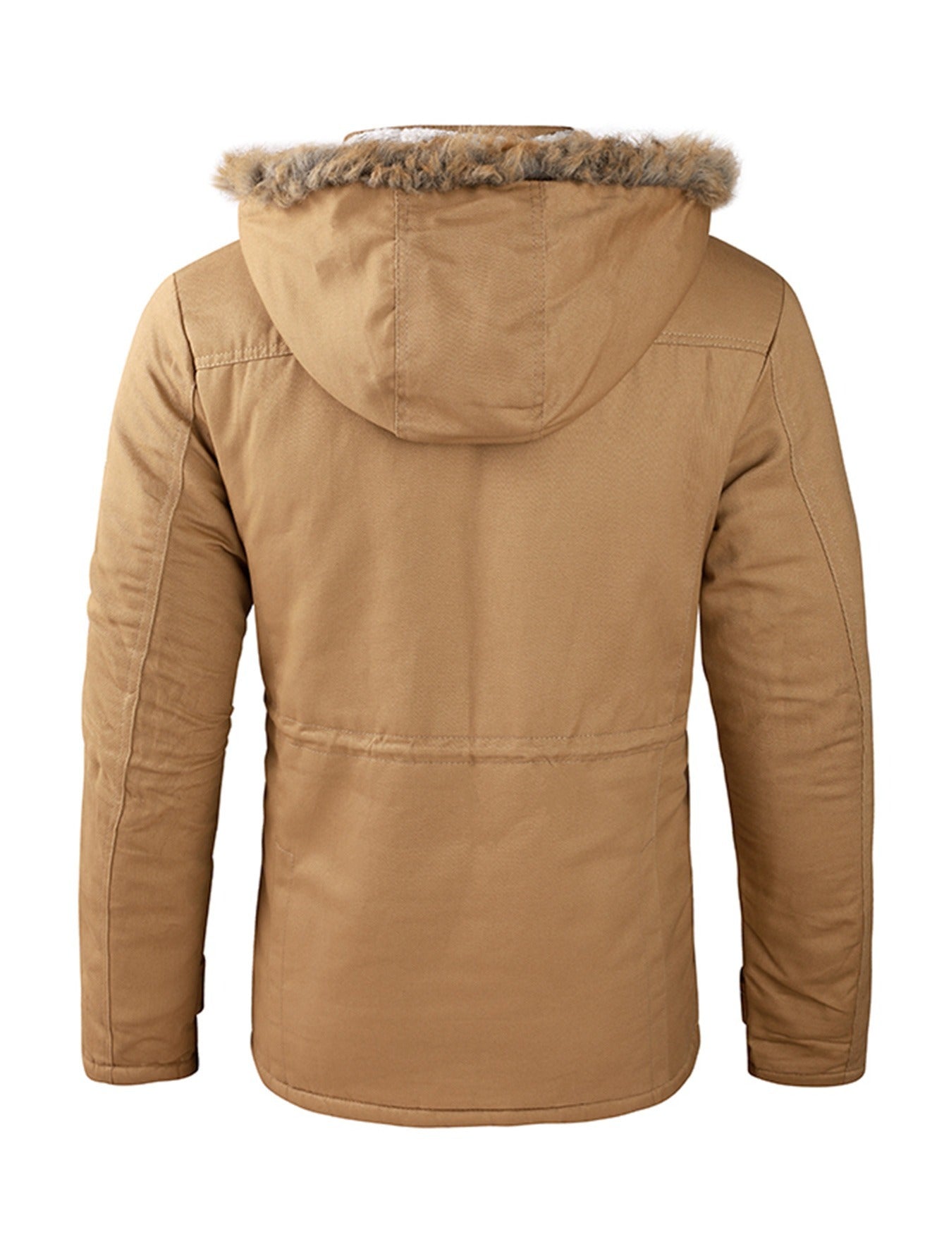 New Men's Fashion Warm And Thick Lamb Woolen Fleece Bomber Jacket Casual Tooling Zipper Hooded Windbreaker Jacket For Winter