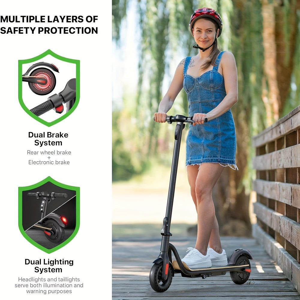 MEGAWHEELS S10 Lightweight & Foldable Electric Scooter With 8" Solid Wheels, Wood Pedal, 7.8AH Battery, Supports 25km/h Max Speed, 3 Speed Modes And 18-22km Long Range, The Electric Motor Scooter Is A Perfect Choice As Christ
