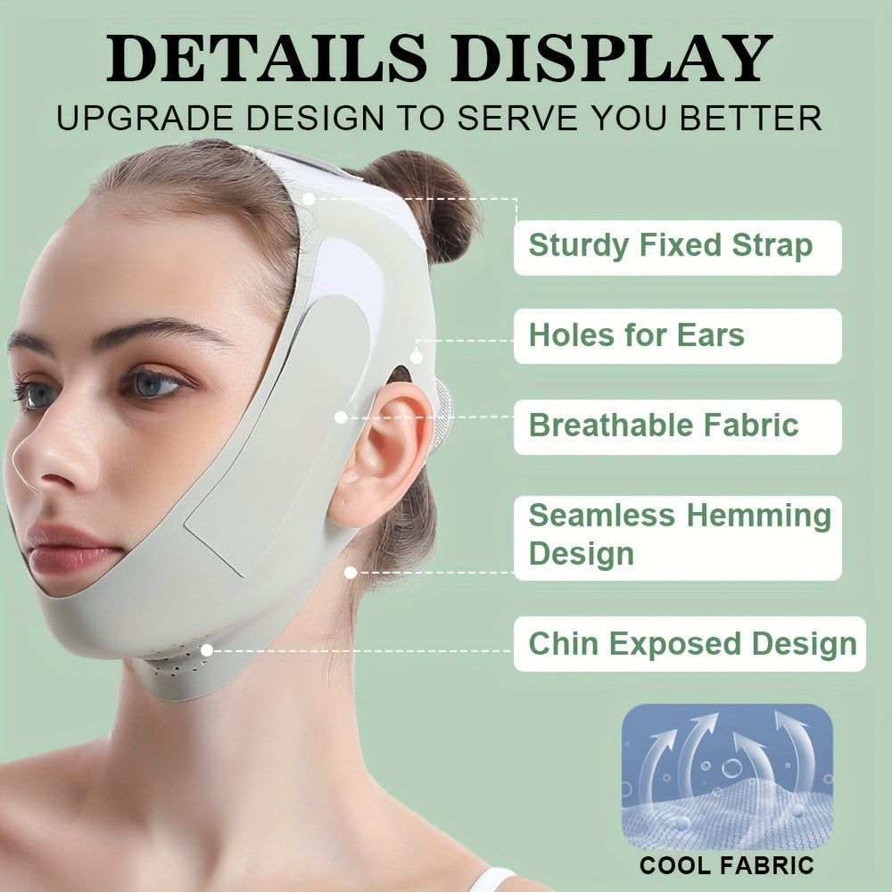 Upgraded Green Ice-Cool V-Line Face Mask - Ultra-Thin, Comfortable & Reusable Double Chin Reducer Strap | Breathable Facial Lifting Bandage for a More Youthful Look | Fragrance-Free, Ideal for Summer, Facial Skin Care