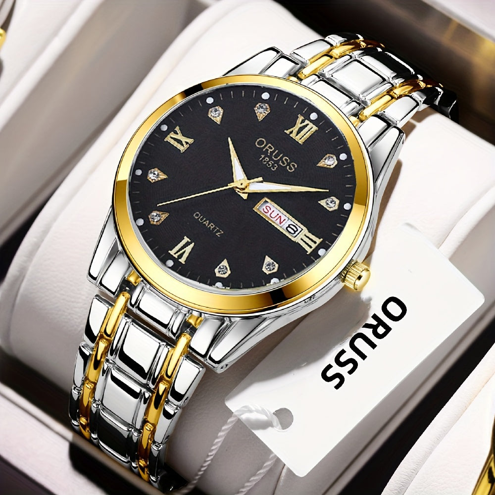 1pc Men's Round Waterproof Luminous Quartz Watch, Wristwatch, Ideal choice for Gifts
