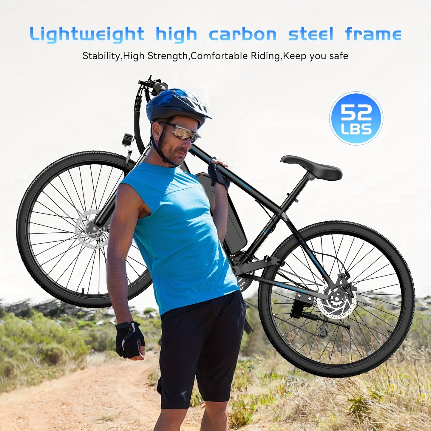 26" Electric Bike for Adults, 21-Speed Mountain EBike with 500W Peak Motor, Up to 20 MPH, 60 Miles Max Range, Electric Bicycle with Removable Battery & 5-Working Modes