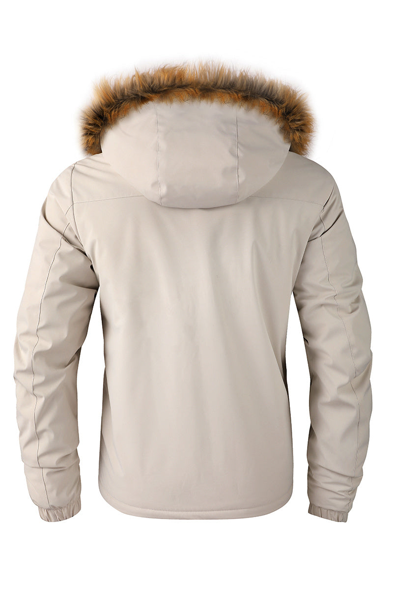 New Fall/Winter, Men's Flap Pocket Padded Jacket, With Faux Fur Hoodie Coat