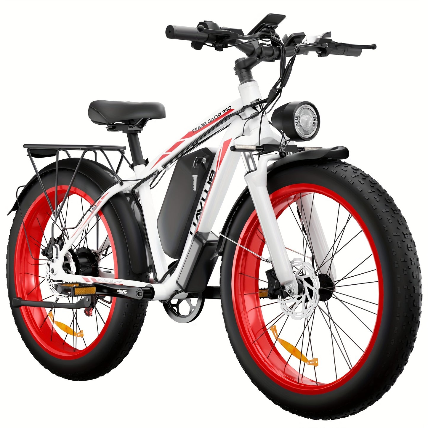 700W Electric Bike For Adults, 20mph Electric Mountain Bike With 48V 16Ah Removable Larger Battery, Single Motor Electric Bicycle For Adults, 26''x 4.0 Fat Tire E Bike 7-Speed, Hydraulic Brakes, Electric Mountain Bike, Electr