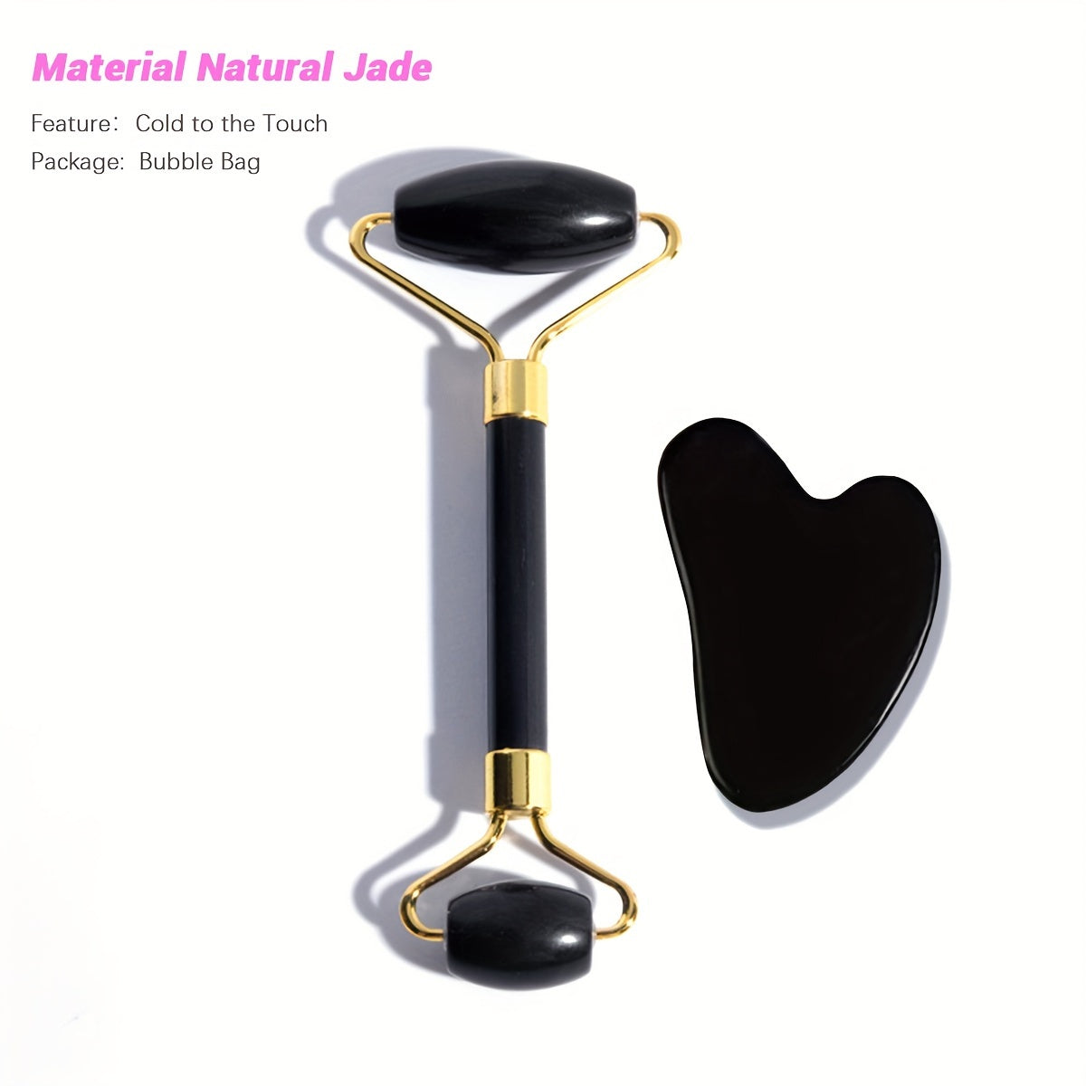 Facial and Eye Roller Massage Stick Non-Natural Pink Crystal Jade Roller Beauty Massager