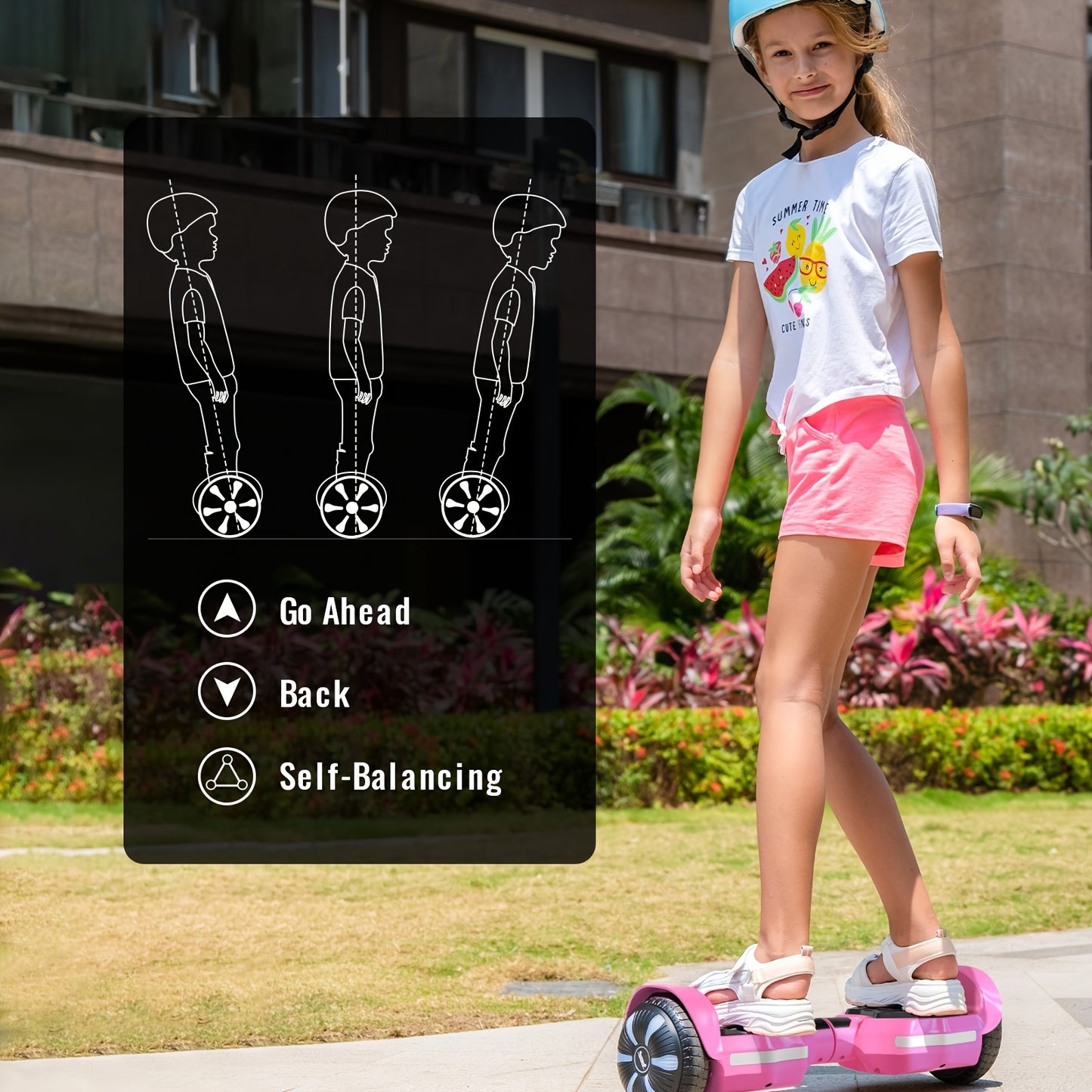 SIMATE Hoverboard For Kids Ages 6+, Self Balancing Scooter With Colorful LED Lights, Gifts For Kids & Teens & Adults, For All Ages (K1/Pink)