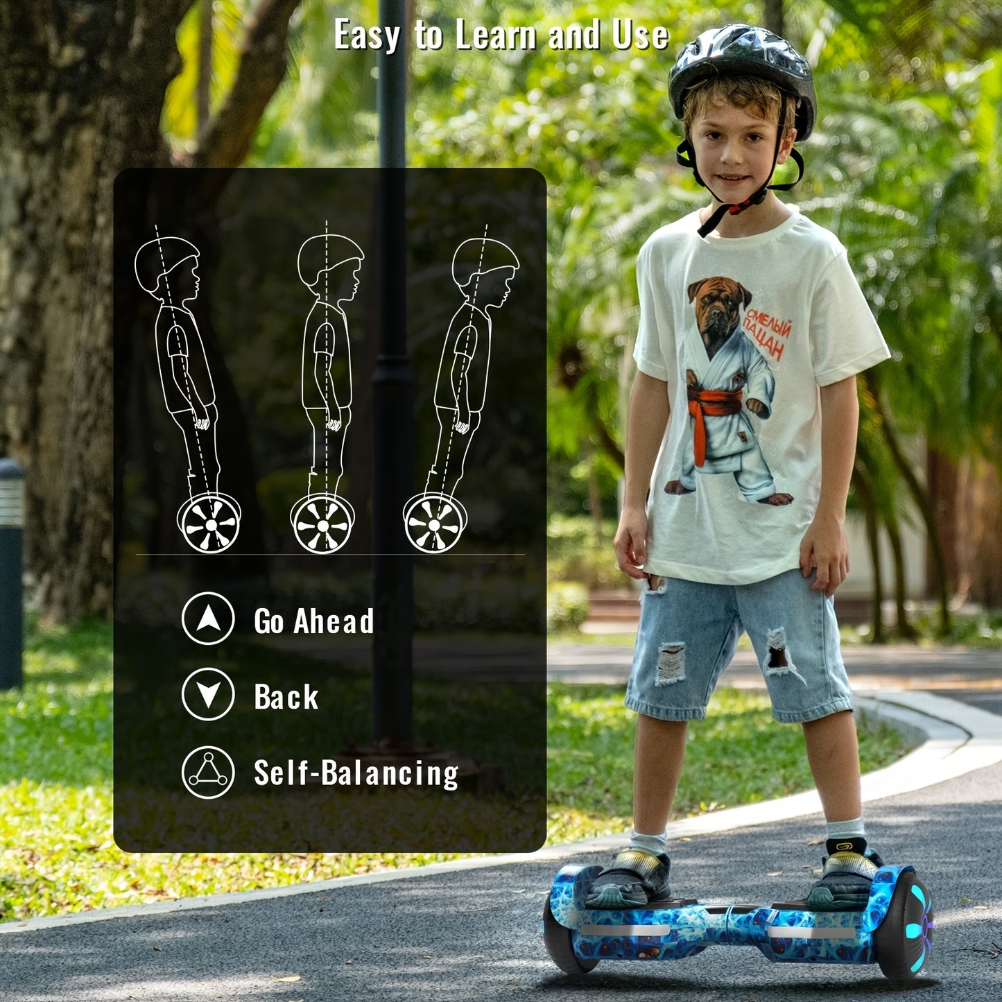SIMATE Hoverboard For Kids Ages 6+, Self Balancing Scooter With Colorful LED Lights, Gifts For Kids & Teens & Adults, For All Ages (K1/Planet)
