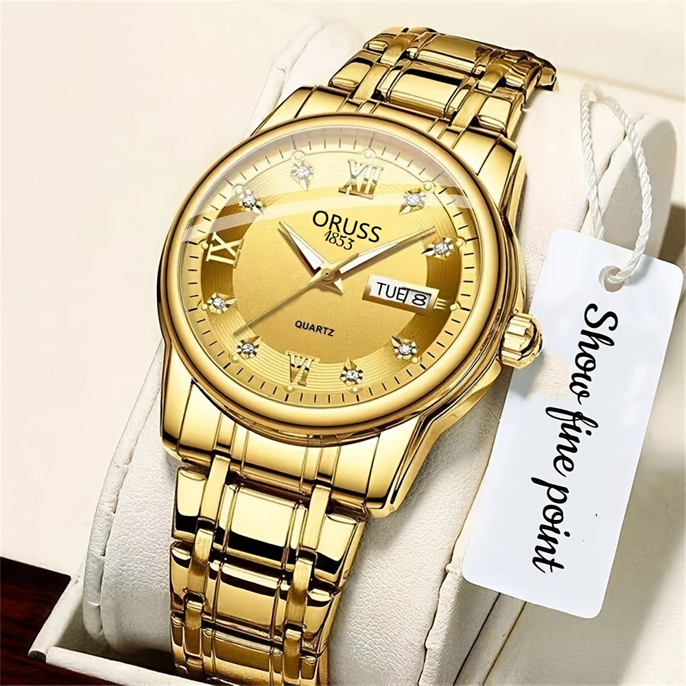 1pc Men's Round Waterproof Luminous Quartz Watch, Wristwatch, Ideal choice for Gifts