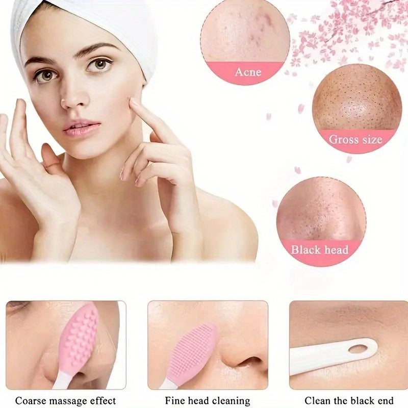 1pc Silicone Pore Brush, Exfoliate Your Large & Visible Pores With This Facial Brush, Double-Sided Black Head Cleaning Tool, Beauty & Skincare Accessories