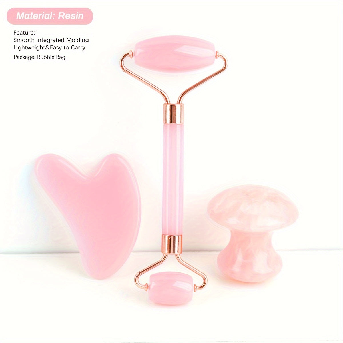 Facial and Eye Roller Massage Stick Non-Natural Pink Crystal Jade Roller Beauty Massager