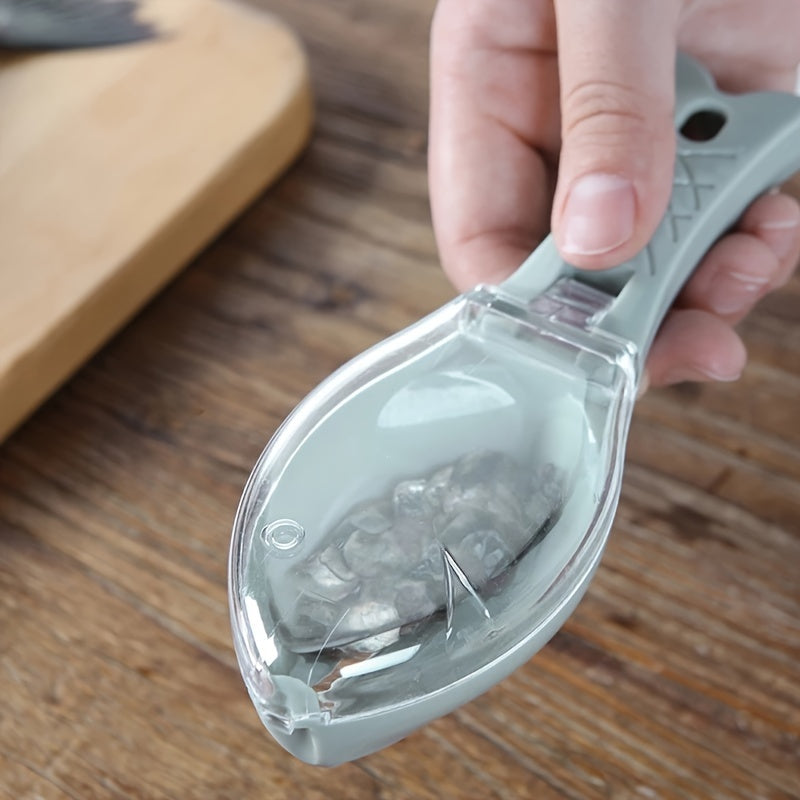 1pc Kitchen Tool Scraping Fish Scale Crafts Fish Killing Tool No Mess Flying Fish Shape With Cover Household Fish Scale Planer