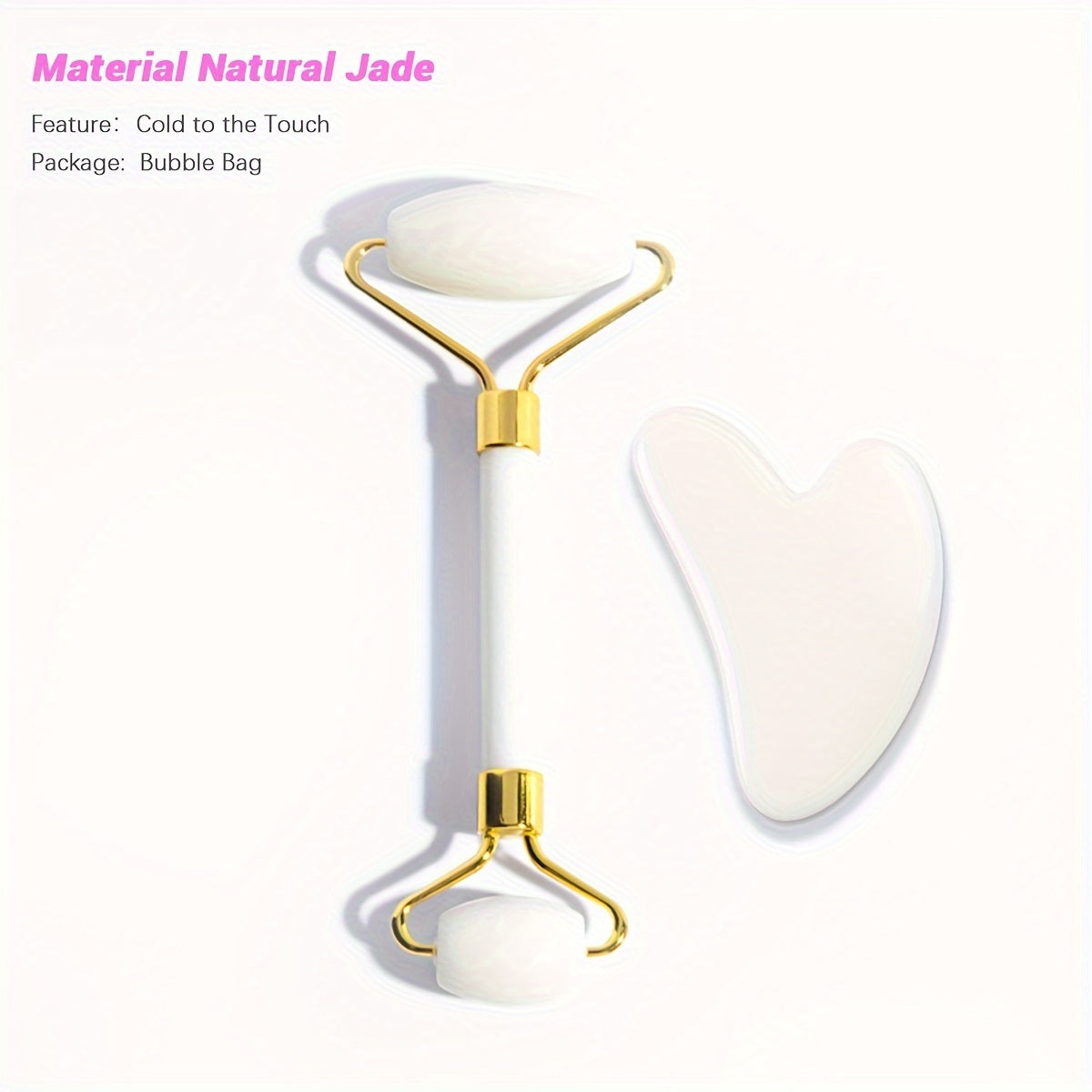 Facial and Eye Roller Massage Stick Non-Natural Pink Crystal Jade Roller Beauty Massager