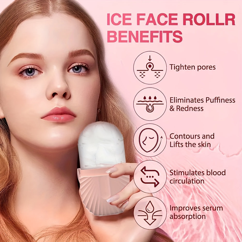 Ice Face Roller, Ice Roller For Face & Eye Puffiness Relief, Facial Massager Contour And Enhance Skin Care & Glow, Ice Facial Roller Mold Cube, Reusable & Leakproof