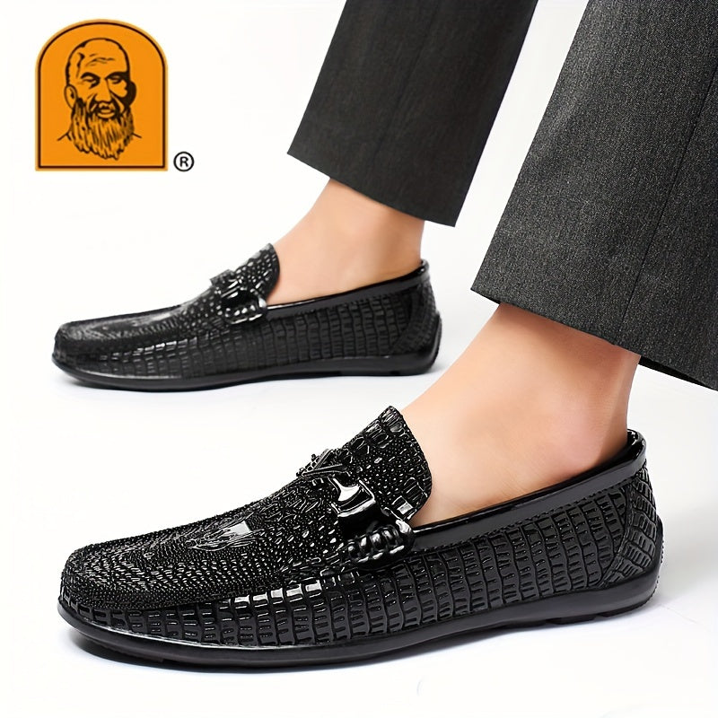 Men's Textured Moc Toe Loafer Shoes, Comfy Non-slip Slip On Shoes, Men's Shoes, Spring And Summer