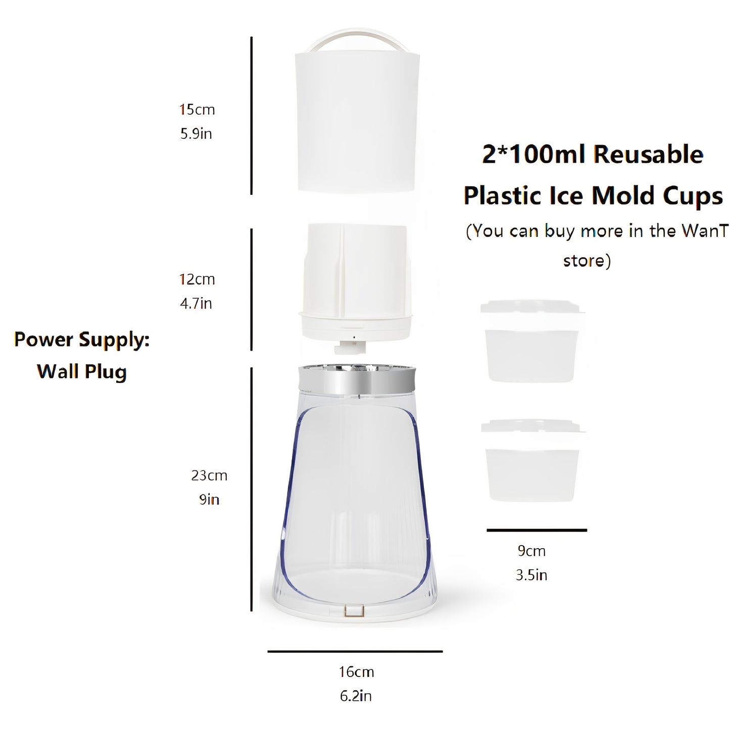 Electric Ice Shaver And Snow Cone Machine With 2*3.38oz Reusable Plastic Ice Mold Cups, Kitchen Accessories