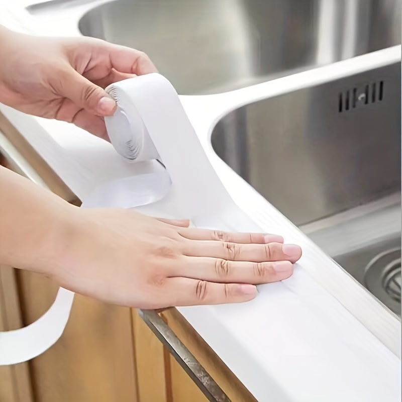 1pc Premium Waterproof Caulk Strip - Quick Install Self-adhesive Tape for Kitchen & Bathroom - Durable Anti-mildew Sealer with Edge Guard, Anti-Scratch Protection - Modern Design, Long-lasting Solution