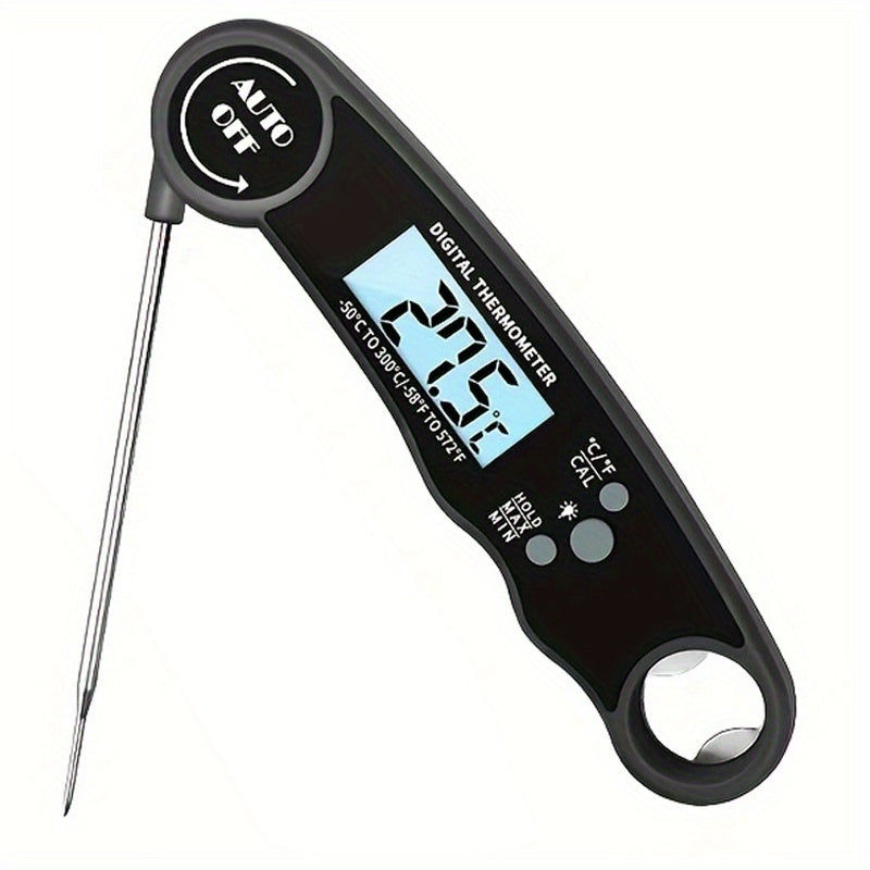 1pc Digital Instant Read Meat Thermometer With 4.6-Inch Folding Probe Backlight & Calibration Function For Cooking, Thermometer Digital Thermometer Meat Kitchen Cooking Tools