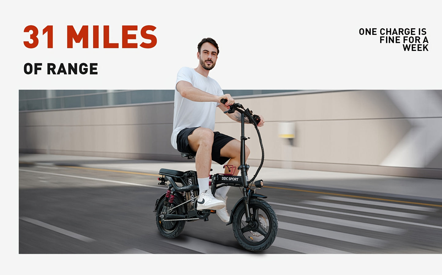 740W Peak Motor, 20 MPH Speed, 48V20Ah Lithium Battery, DDC M1 Electric Bike for Adults, Max Range 40 Miles, Cruise Control, 3-step Folding, 11 Shock, 14 Inch Tires, Commuting, Gifts for Youngster, School, Commuting, Weekend