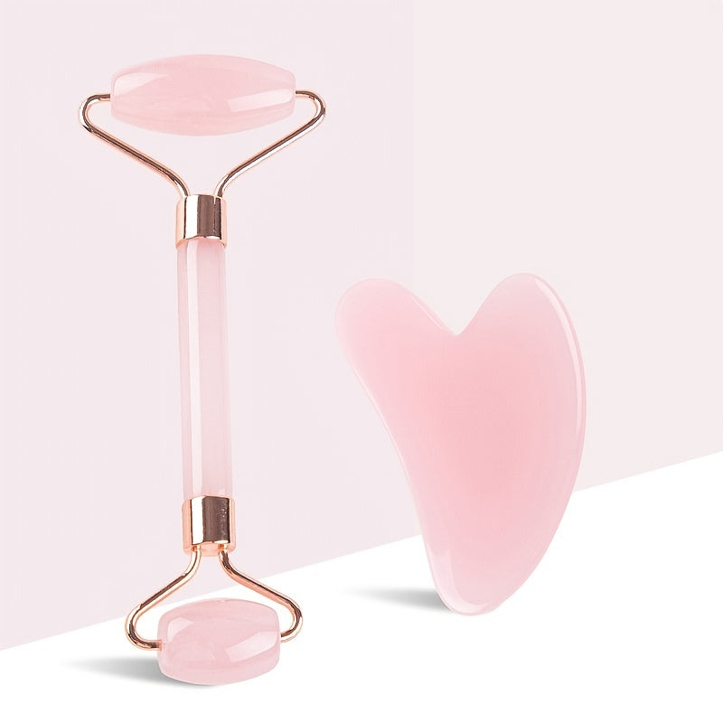 Facial and Eye Roller Massage Stick Non-Natural Pink Crystal Jade Roller Beauty Massager
