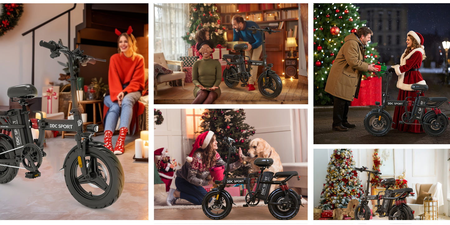 740W Peak Motor, 20 MPH Speed, 48V20Ah Lithium Battery, DDC M1 Electric Bike for Adults, Max Range 40 Miles, Cruise Control, 3-step Folding, 11 Shock, 14 Inch Tires, Commuting, Gifts for Youngster, School, Commuting, Weekend