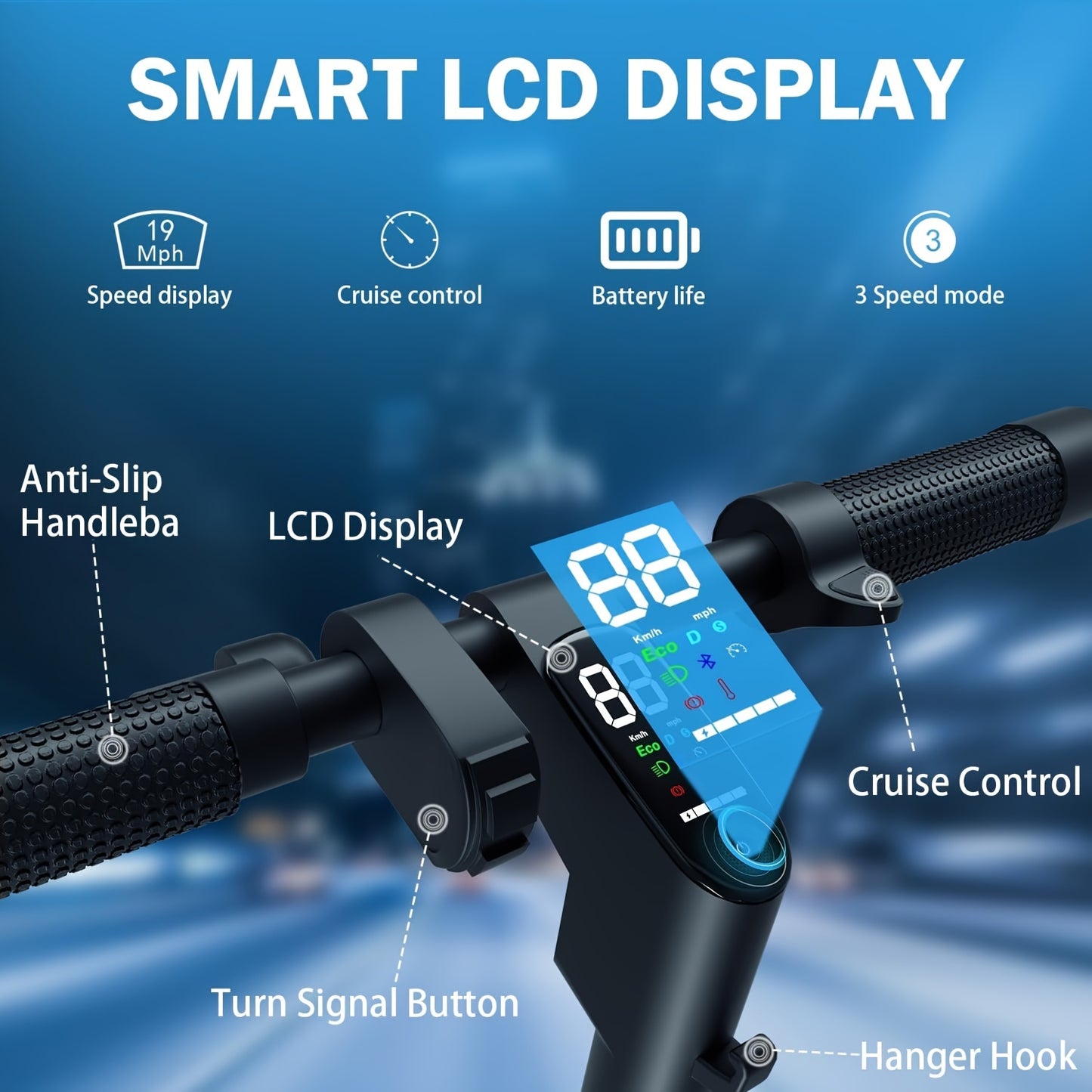 Electric Scooter For Young Adults, 21 Miles Range & 19 MPH, 500W Motor, 10" Inner-Support Tires, Dual Braking System And Cruise Control, With Turn Signals, Foldable Electric Scooter For Teens