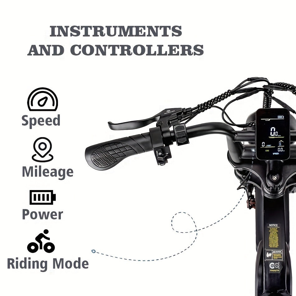 Electric Bike for Adults, 20 Inch Fat Tire Ebike with 740W Motor 48V17.5Ah Battery Up to 19MPH/ 40Miles, 7 Speed Dirt Electric Motorcycle Bicycle