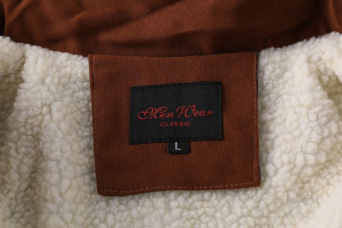 New Men's Fashion Warm And Thick Lamb Woolen Fleece Bomber Jacket Casual Tooling Zipper Hooded Windbreaker Jacket For Winter