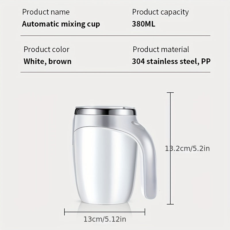 1pc, Marvelous Self-Stirring Mug - 13oz Stainless Steel Auto Mixing Coffee Cup for Hot Beverages - Magnetic, Insulated, Travel-Friendly Kitchen Essential for Office, Home, Summer, Winter Drinkware, and Home Kitchen Organizati