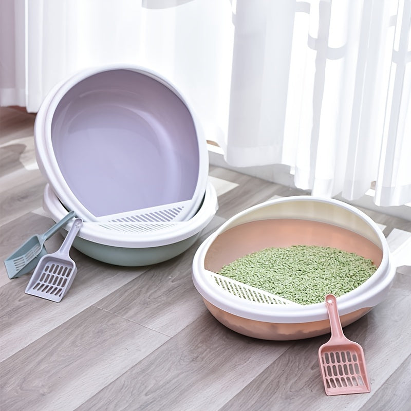 Pet Semi-Enclosed Cat Litter Box Detachable Cat Toilet with Cat Litter Shovel