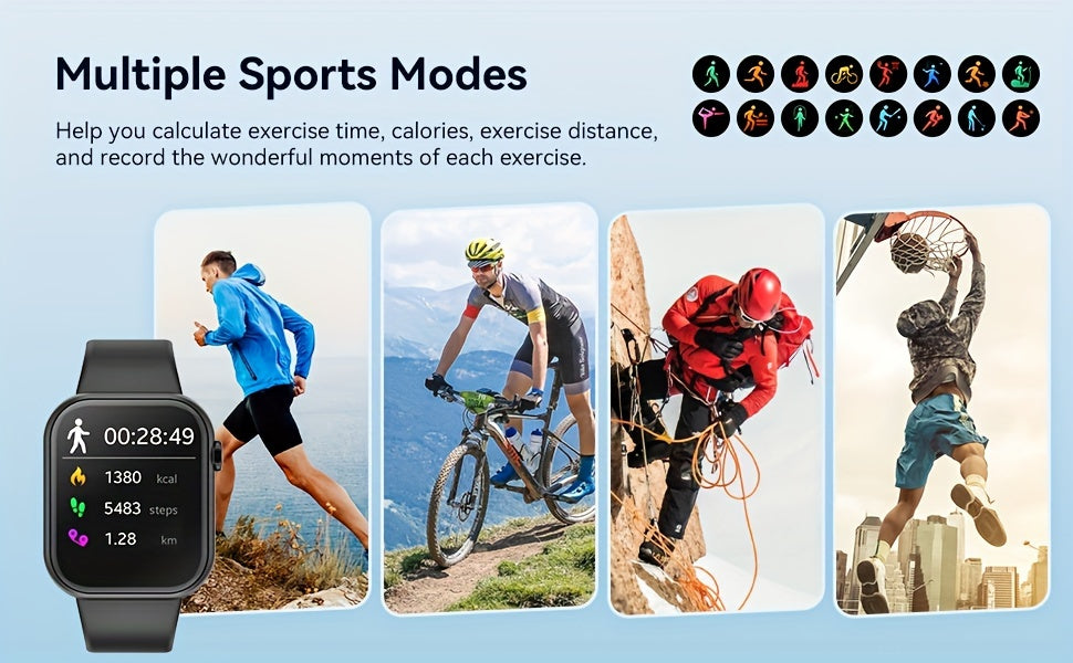 Mingtawn Smart Watch, Capable of Wireless Calls (Answering And Hanging Up), Features Various Sports Modes, Activity Tracking, Suitable for Both Men And Women, with a 1.85-Inch HD Screen. Over 100 Workout Options Available.