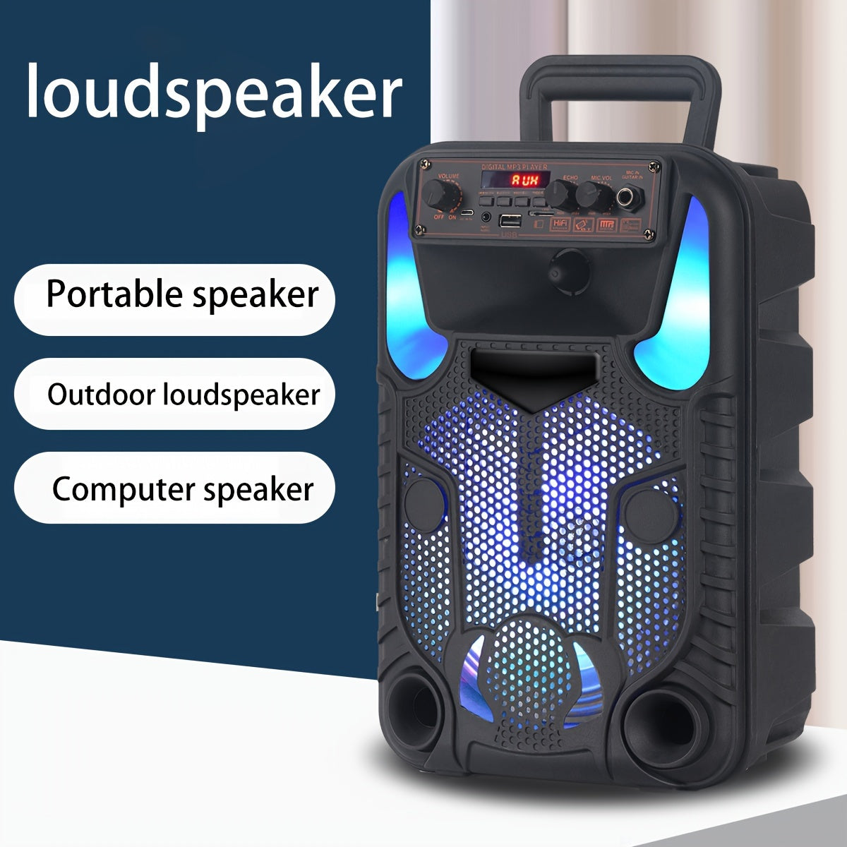 Portable speakers, portable speakers, outdoor speakers, support AUX/FM/USB/TF, with a microphone and a charging cable