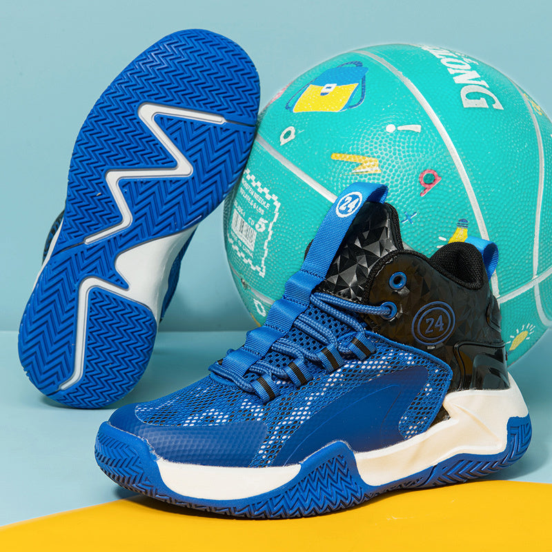 Breathable & Durable Boys' Basketball Sneakers – Lightweight, All-Season Mid-Tops with Rubber Sole