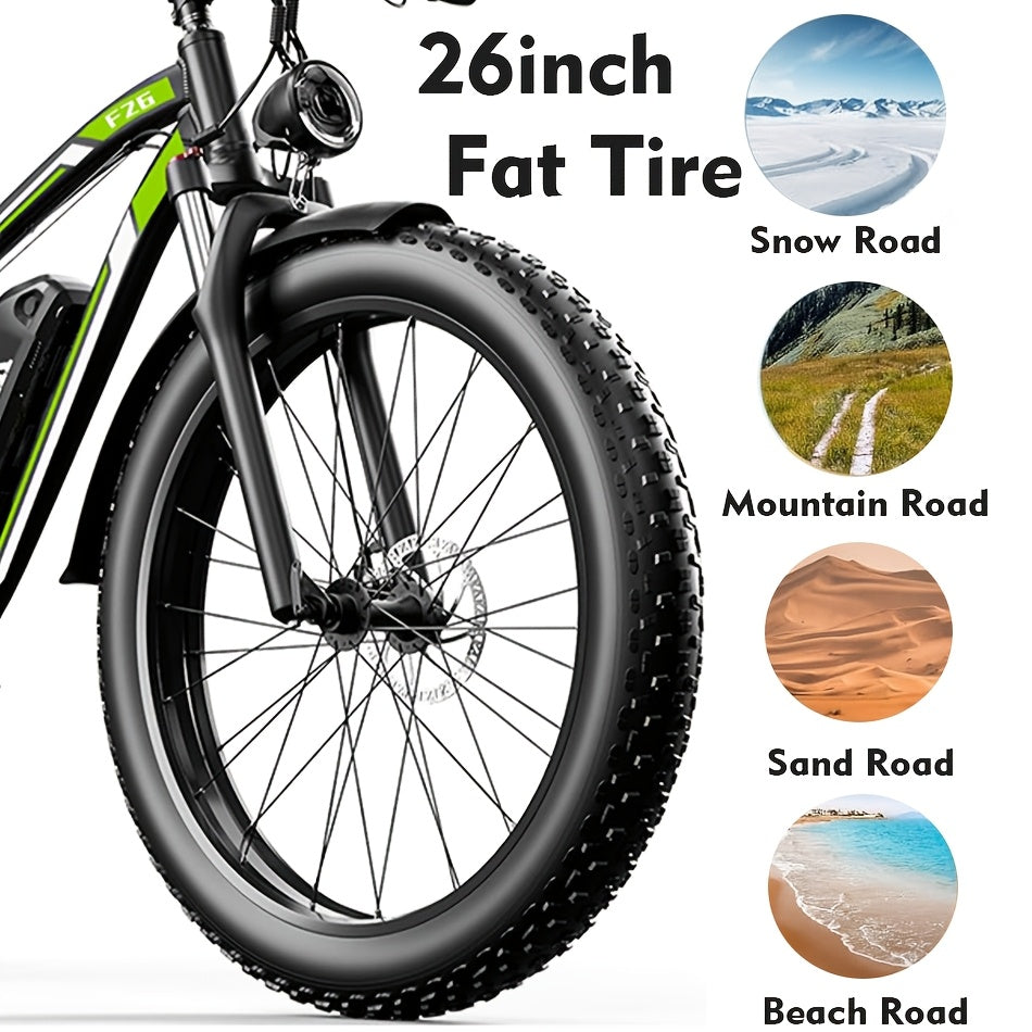 F26 Electric Bike for Adults 740W Electric Bicycle 48V 18AH (864WH) Removable Battery Electric Bike 26" Fat Tire Mountain 19mph 7 Speed Gears Dual Shock Absorber Electric Bike